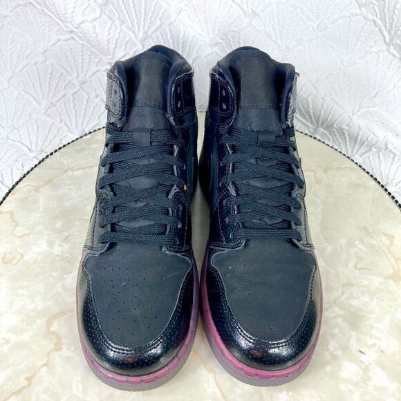 Nike Air Jordan 1 Retro Hi GS Sneakers Y (4.5) W(6) Black Fuchsia Athletic Shoes - Picture 6 of 14